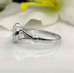 Art Deco Style Round Lab Created Diamond Engagement Bezel Ring 14K White Gold FN
