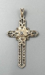 Vintage Sterling Silver 925 and Marcasite Cross 2.5” 9g