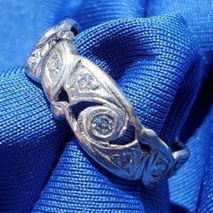 Original EARTH MINED DIAMOND Deco Band Vintage PLATINUM Eternity Anniversary 8