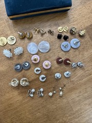 Lot 19 Pair VTG Clip On & Twist Back Earrings Beaded Pearl Retro Mod W/ Box