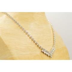 Vintage 19″ Crystal Collar Necklace Silver Rhinestone Marquise Prong NOS 80s 9A