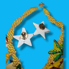 Vintage Coastal Shell Starfish Necklace Set Clip Earrings Parrot Fish 18in