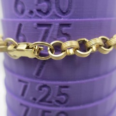 Vintage Rolo Chain Bracelet Ridged Gold Tone