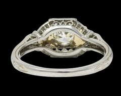 BELAIS ART DECO 0.45 CTW OLD MINE Cut DIAMOND 18 K GOLD CHECKERBOARD Style Ring