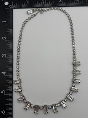 Vintage Weiss Necklace Clear Rhinestone Baguette Choker Silver Tone