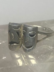 Tragic comic ring size 5.50 sterling silver tragedy comedy theatrical band theat