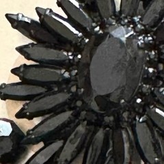 Signed D&E Juliana for Alice Caviness 3” Jet Rhinestone Brooch Black Metal