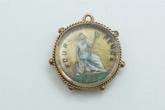 ANTIQUE ENGLISH 9K GOLD ENAMELLED VICTORIA GROAT 4d COIN FOB CHARM c1837