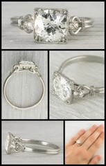 2.90Ct Lab Created Diamond Art Deco Style Engagement 14K White Gold Finish Ring