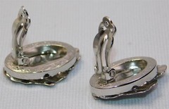 Vtg Whiting & Davis Silver Rivoli Fire AB Stone Hinged Bangle & Clip On Earrings