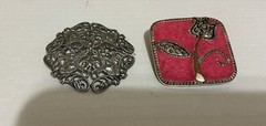 Two Pendant Pins No Chain Both Are Clean Shiny &very Nice Pins Sq. 1.25” Pink Si
