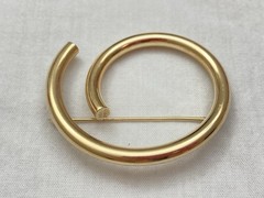 Estate Vintage 1 5/8″ PBD 14K Polished Yellow Gold Circle Spiral Pin/Brooch 4.5g