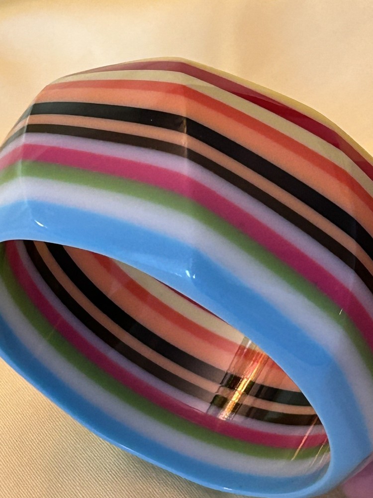 Vintage 1990s Layered Striped Colorful Designer Bangle Bracelet