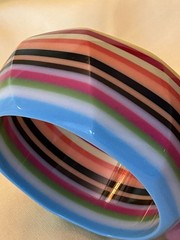 Vintage 1990s Layered Striped Colorful Designer Bangle Bracelet