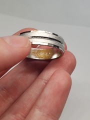 Vintage Uncas Silver Tone Matte Faceted 6mm Band Ring Sz 11.75