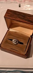 Ring sz 7 Good quality costume jewelry 18K HGE White Gold Electroplate Exc cond