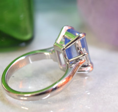 GIA Estate Platinum 5.60ct No Heat Ceylon Blue Sapphire VS Diamond 3 Stone Ring
