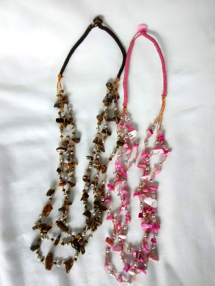 Layered Necklaces Lot of 2 Seashell mlxad nuggets 24″ Gift New USA Boho Seller