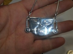 Face of Man Sticking His Tongue Unusual NECKLACE Signed ANDES Vintage Sterling