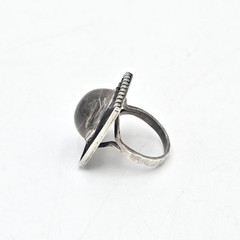 Brutalist Rutilated Quartz Sterling Silver Statement Ring Sz 7 Vintage Artisan