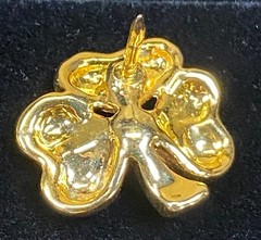 Vintage Clover Pin Shamrock Brooch Gold Tone 3 Leaf Clover Irish Ireland 0.5in