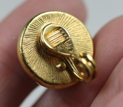 Vintage gold tone black cabochon small push back clip on Monet earrings