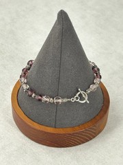Vintage Beaded Bracelet Shades of Purple Faceted Crystal Silver Tone spacer