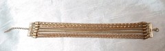 VTG Goldtone Multiple Mesh Tubular 6-Chain Bracelet/Anklet Adjustable 9″-11″L