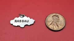 Sterling Silver Map of NASSAU Bahamas Vintage Souvenir Charm Pendant