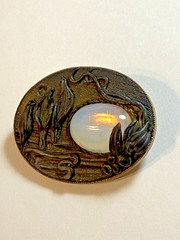 UNIQUE VINTAGE ARTISAN MOONSTONE BROOCH