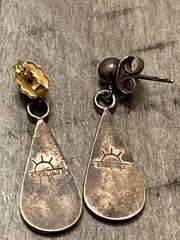 Old pawn Weaver Selina sterling tear drop bear paw plank earrings 100825aAGZGE