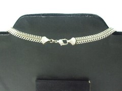 Vintage Classic Retro Necklace Flat Chain Herring Bone Silver Plated Metal 19″