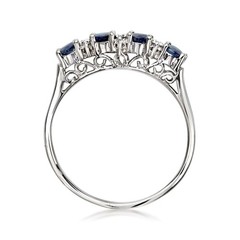 Vint Sapphire Rng w Diamonds in 14k White Gold Size 7