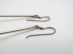 VINTAGE STERLING SILVER BALL DROP DANGLE EARRINGS LONG MODERNIST