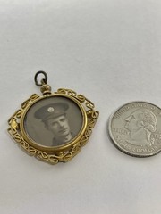 Edwardian Sweetheart Double Sided Soldier & Lady Momento Mori Photo Locket