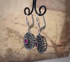 Royal Estate Jewelry Vintage Earrings Ruby Sterling Silver 925 Eastern European