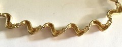 Unique Unbranded Ribbony Brushed Gold Tone/w Creamy White Enamel Choker