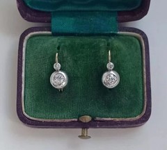 Art Deco Style Round Lab Created Diamond 14K Yellow Gold FN Birthday Earrings