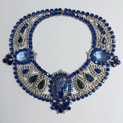 Fabulous Husar D Blue Cameo Rhinestone Necklace From Estate Of Texas Glamour Gal