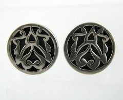 Vintage Guad Jal Mexico Sterling Silver Geometric Design Cufflinks 925 6.2g