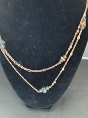 Vintage Rosa Austrian Crystal Necklace Stations Smoky Gold Tone 60″ DJ195