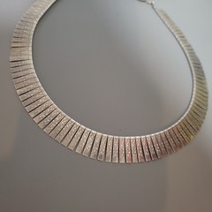 Vintage Cleopatra Egyptian Revival Choker Silver Tone Statement Necklace
