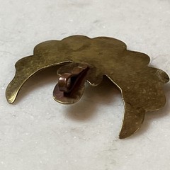 VTG Artisan Modernist Southwestern Style Onyx Mixed Metal Pendant Brass Copper