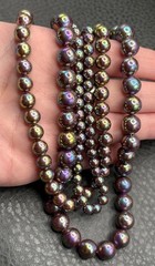 Vintage Rainbow Oil Slick Bead 3 Multi Strand Statement Layered Necklace