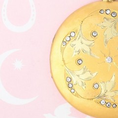 Antique Victorian LARGE Starburst Multi Tone Gold Filled Paste Pendant Locket