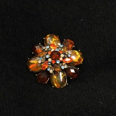 Lot of 4 Jelly AB Vintage Brooches 1.5-2.5″ Capri Pink Purple Green Teal Orange