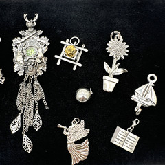 Vintage Now LOT 14 Silver Tone Pewter Pendants Charms Craft Wear Jewelry