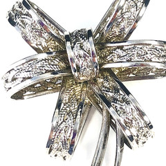 Vintage Fancy Bow Brooch – Dark Silver Tone Open Work – Braided Design – Riveted