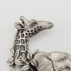 Fable Safari Africa Animal 3D Sculpted Pewter Silver Tone Collage Vtg Brooch Pin