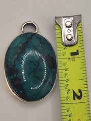 STEPHEN DWECK Vintage Tibetan Turquoise In Sterling Silver Pendant. 2″ Unique